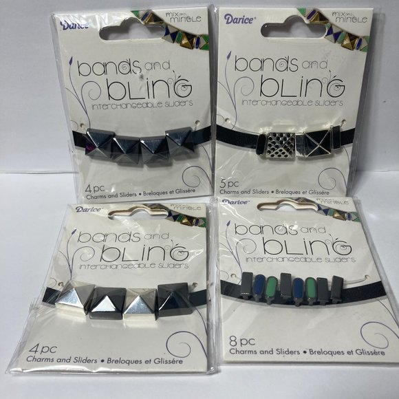 Jewelry Charm Sliders Black Blue 4 Packs Mix and Mingle Darice Bands and Bling - Picture 6 of 12